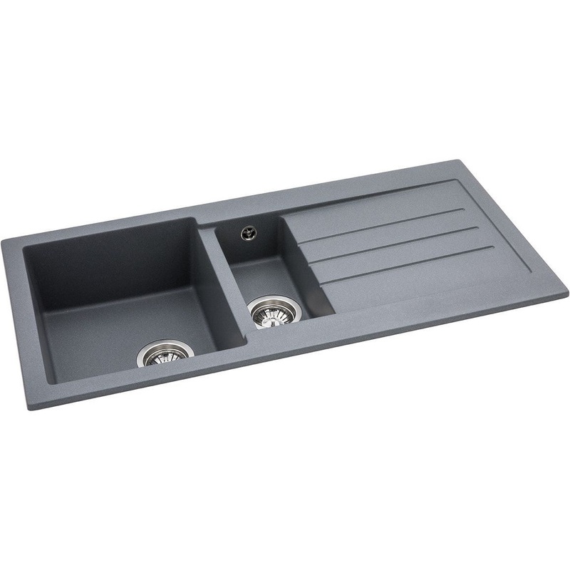 Abode Xcite 1.5B & Drainer Granite Inset Sink – Grey Metallic