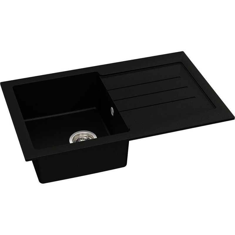 Abode Xcite 1B & Drainer Granite Inset Sink – Black Metallic