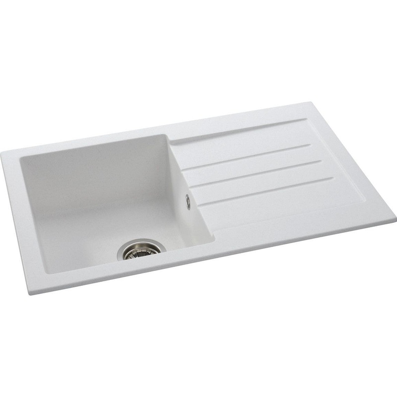 Abode Xcite 1B & Drainer Granite Inset Sink – Frost White