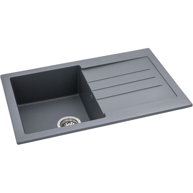 Abode Xcite 1B & Drainer Granite Inset Sink – Grey Metallic