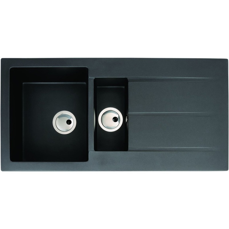 Abode Zero 1.5B & Drainer Granite Inset Sink – Black Metallic
