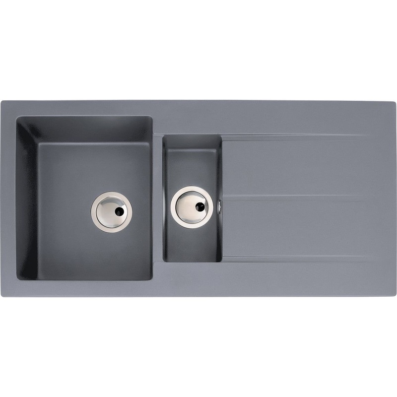Abode Zero 1.5B & Drainer Granite Inset Sink – Grey Metallic