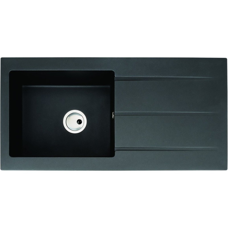 Abode Zero 1B & Drainer Granite Inset Sink – Black Metallic