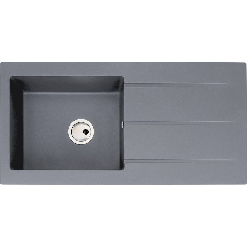 Abode Zero 1B & Drainer Granite Inset Sink – Grey Metallic