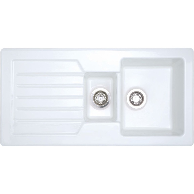 Prima 1.5B 1D Reversible Inset Ceramic Sink – White
