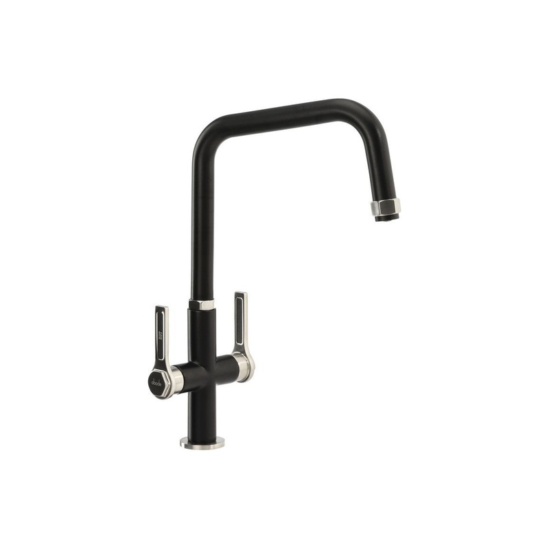 Abode Hex Monobloc Mixer Tap – Brushed Nickel/Black