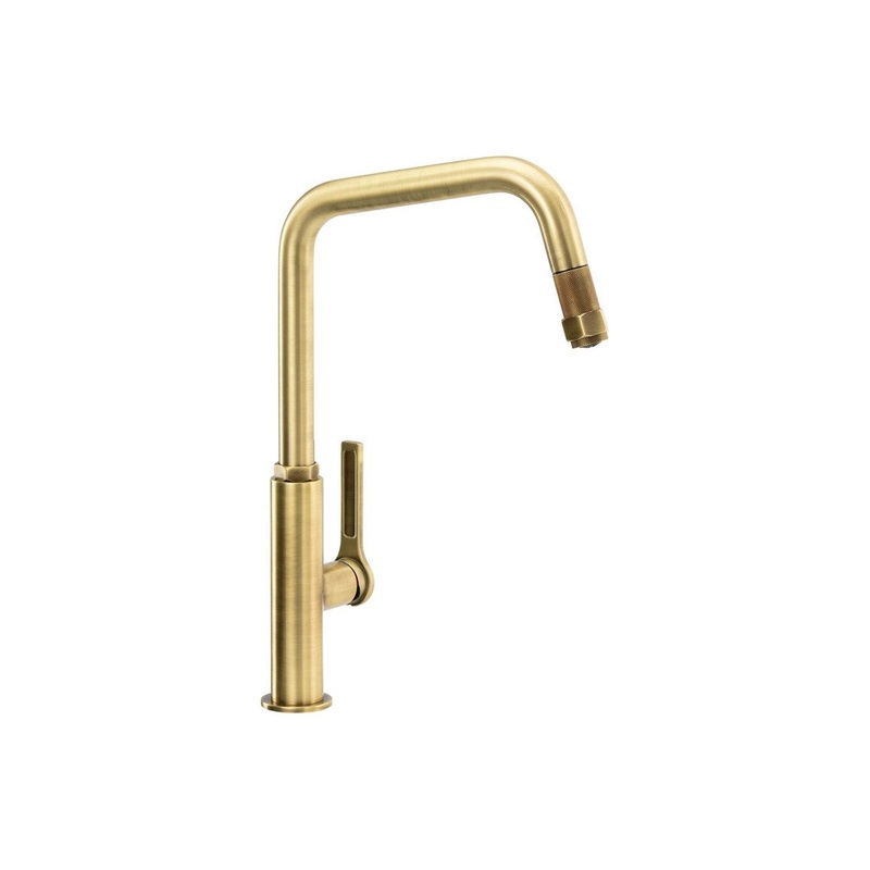 Abode Hex Single Lever Mixer Tap w/Pull Out – Antique Brass