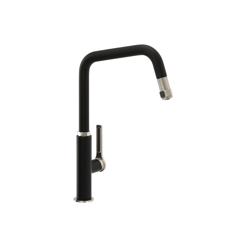 Abode Hex Single Lever Mixer Tap w/Pull Out – Brushed Nickel/Black