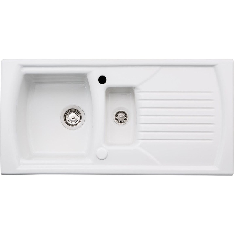 Abode Milford 1.5B & Drainer Ceramic Inset Sink – White