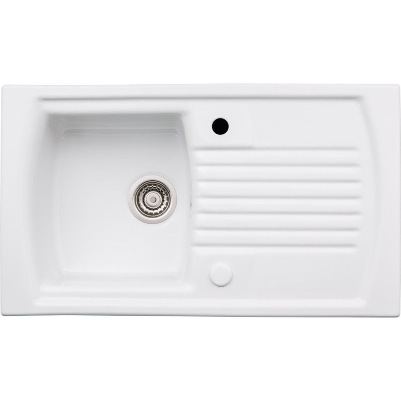 Abode Milford 1B & Drainer Ceramic Inset Sink – White