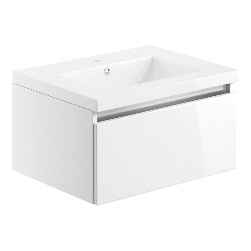 Conifer 615mm 1 Drawer Wall Hung Basin Unit Inc. Basin – White Gloss