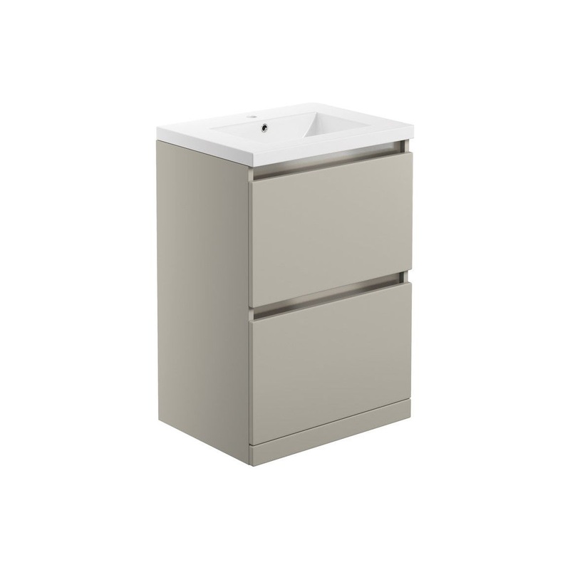 Conifer 615mm 2 Drawer Floor Standing Basin Unit Inc. Basin – Latte