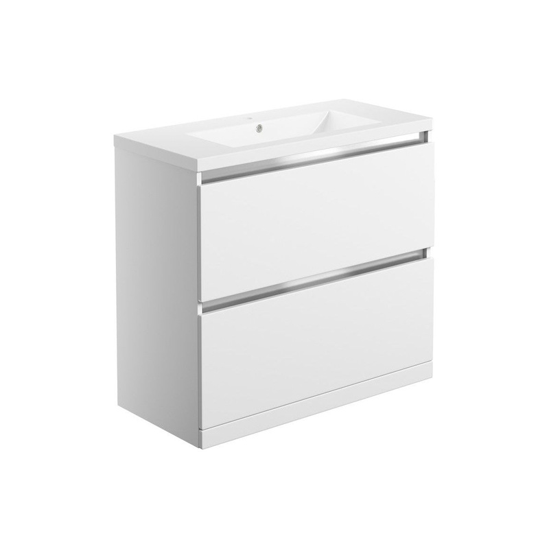 Conifer 800mm 2 Drawer Floor Standing Basin Unit (No Top) – White Gloss