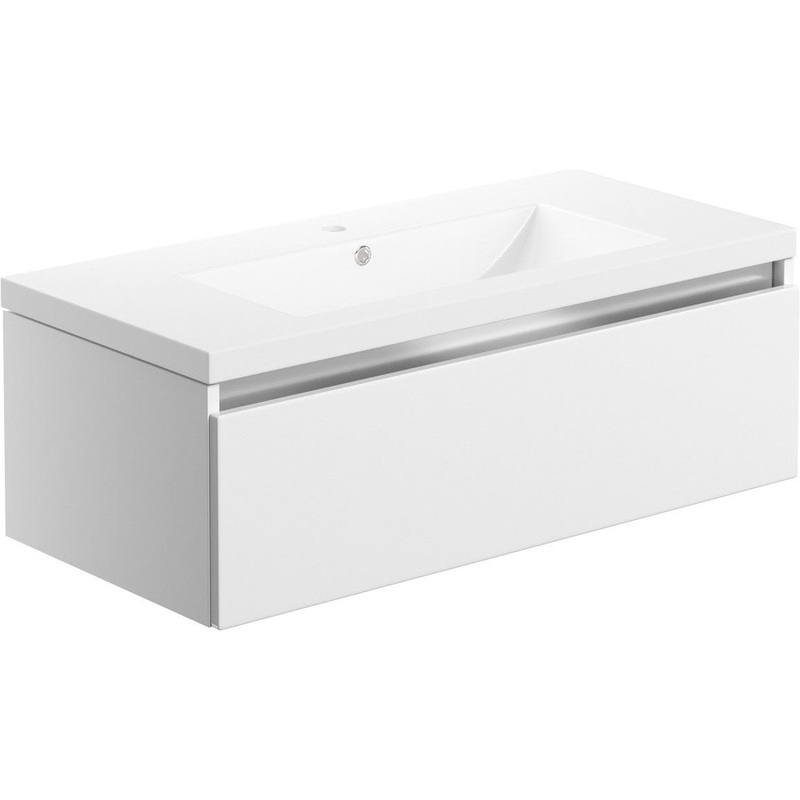 Conifer 815mm 1 Drawer Wall Hung Basin Unit Inc. Basin – White Gloss