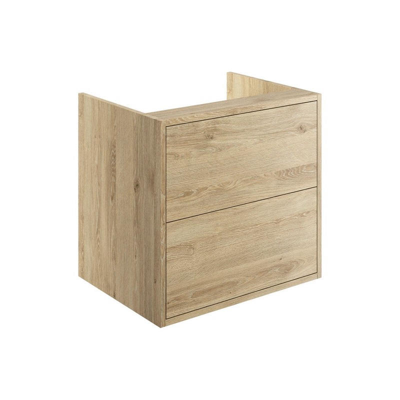 Frontage 600mm 2 Drawer Wall Hung Basin Unit (No Top) – Havana Oak
