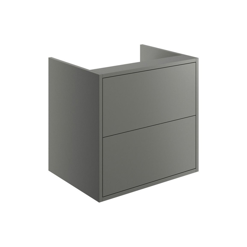 Frontage 600mm 2 Drawer Wall Hung Basin Unit (No Top) – Matt Grey