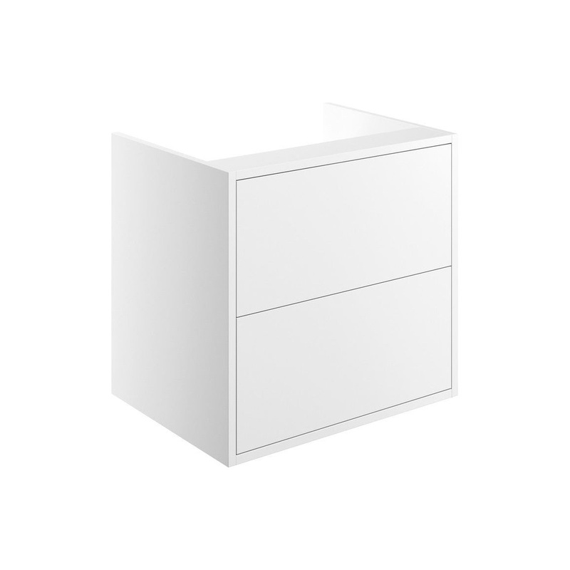 Frontage 600mm 2 Drawer Wall Hung Basin Unit (No Top) – Matt White