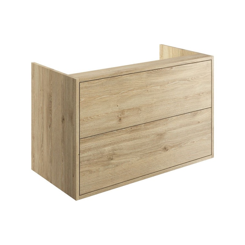 Frontage 900mm 2 Drawer Wall Hung Basin Unit (No Top) – Havana Oak