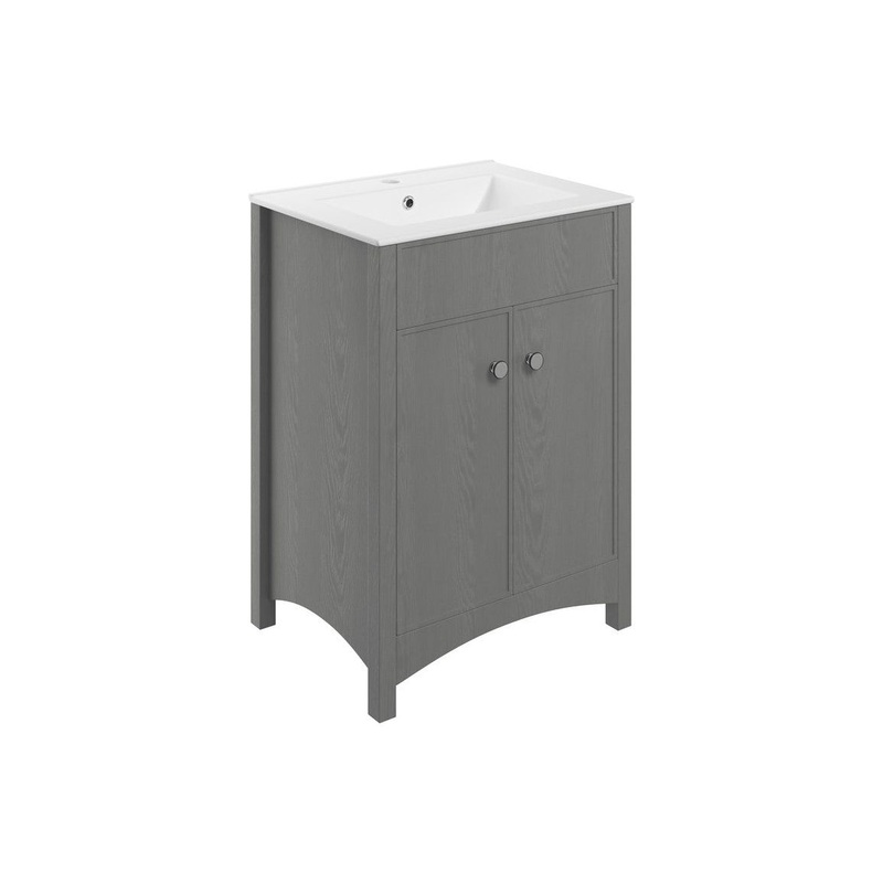 Paddock 610mm Floor Standing Basin Unit & Basin – Grey Ash