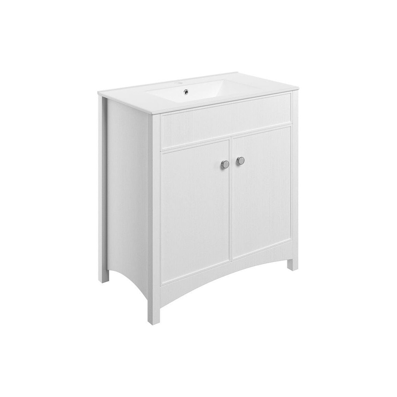 Paddock 810mm Floor Standing Basin Unit & Basin – Satin White Ash
