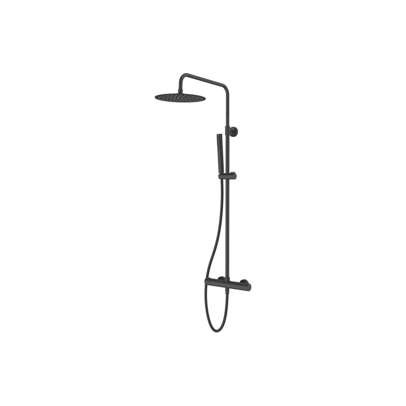 Vema Thermostatic Shower Column w/Fixed Head & Riser – Matt Black