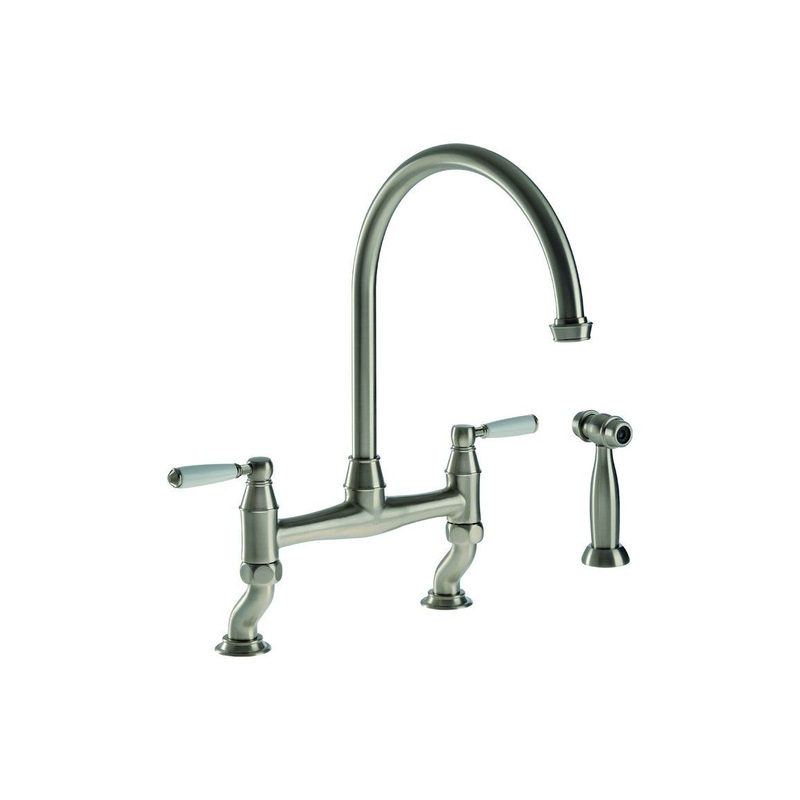 Abode Astbury Bridge Mixer Tap w/Handspray – Pewter
