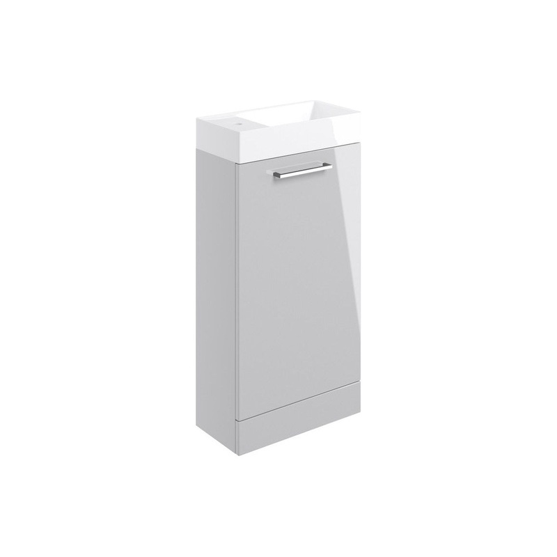 Bateba 410mm Floor Standing 1 Door Basin Unit & Basin – Grey Gloss