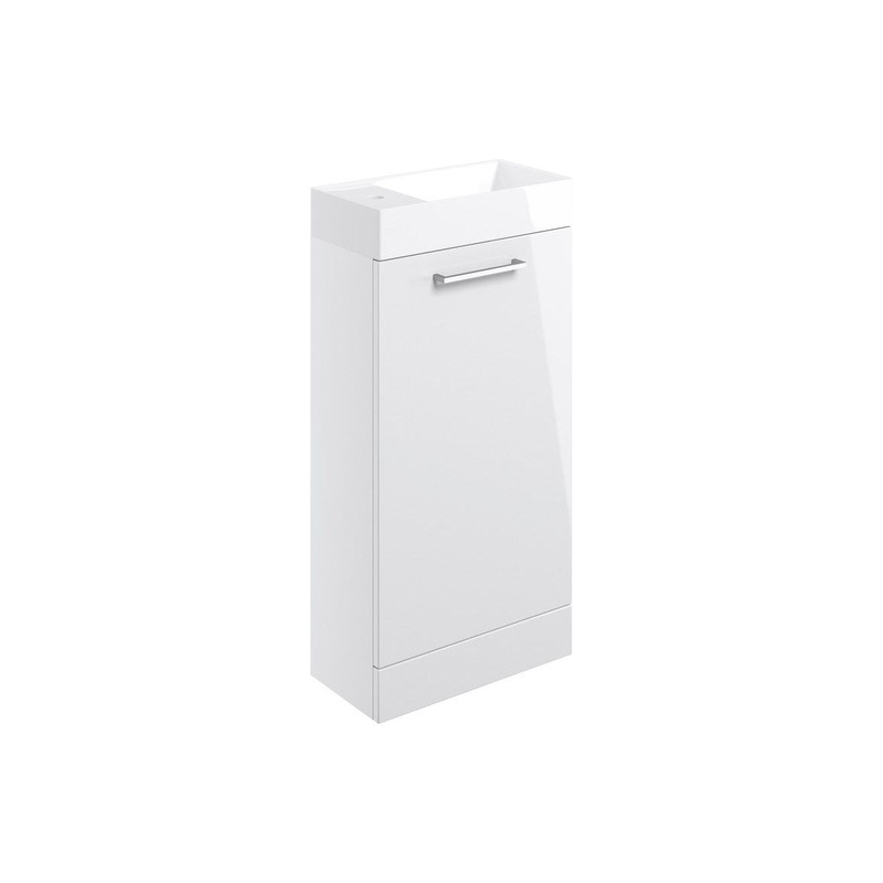 Bateba 410mm Floor Standing 1 Door Basin Unit & Basin – White Gloss