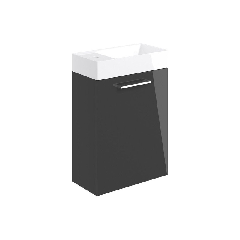 Bateba 410mm Wall Hung 1 Door Basin Unit & Basin – Anthracite Gloss