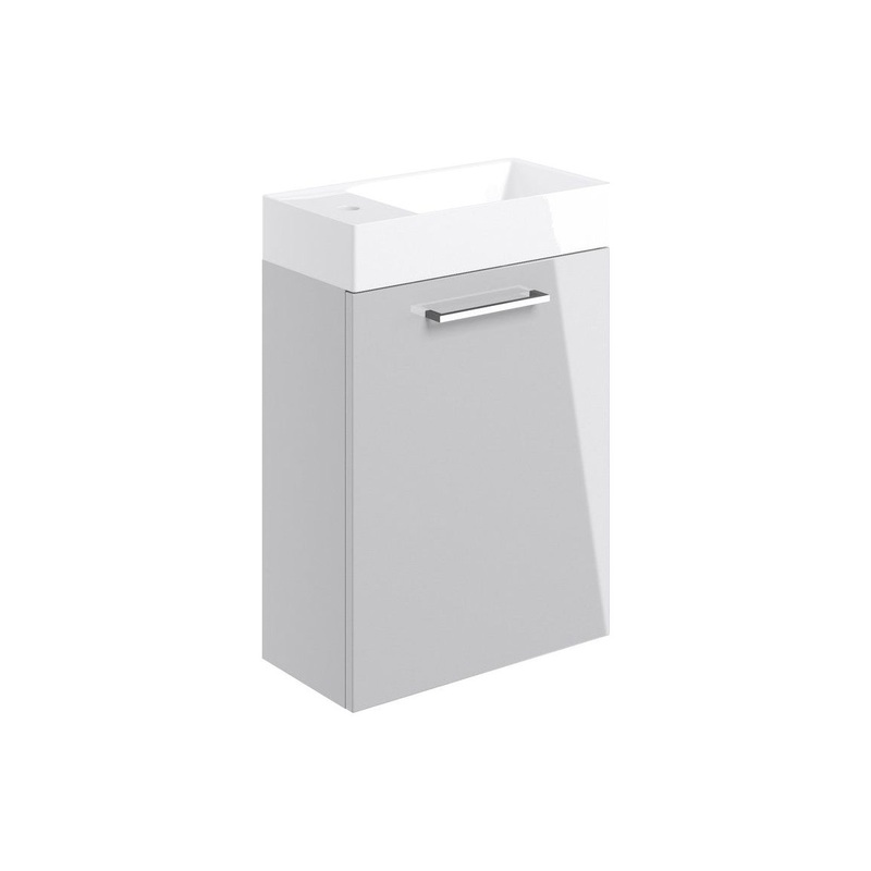Bateba 410mm Wall Hung 1 Door Basin Unit & Basin – Grey Gloss