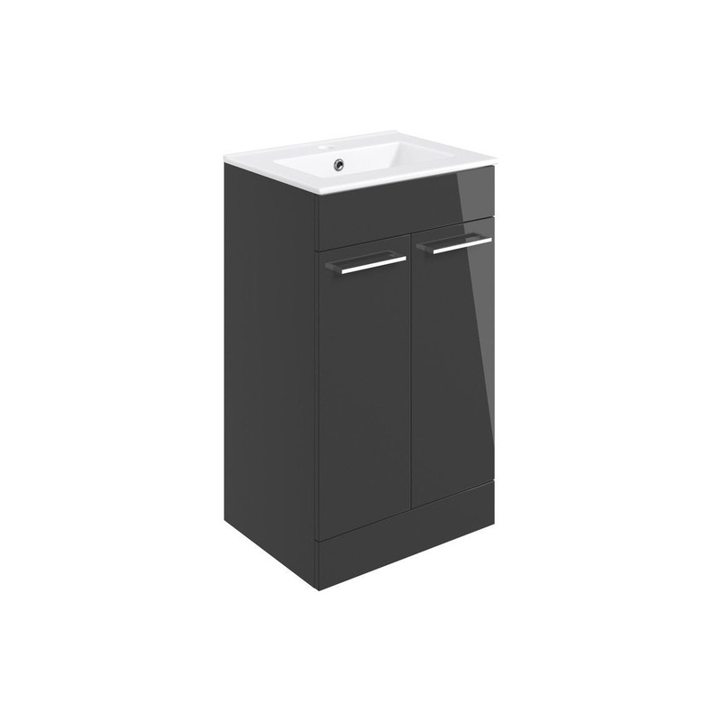 Bateba 510mm Floor Standing 2 Door Basin Unit & Basin – Anthracite Gloss