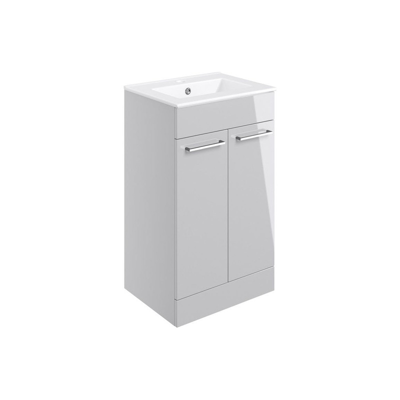 Bateba 510mm Floor Standing 2 Door Basin Unit & Basin – Grey Gloss