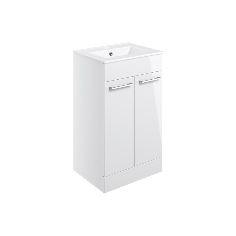 Bateba 510mm Floor Standing 2 Door Basin Unit & Basin – White Gloss
