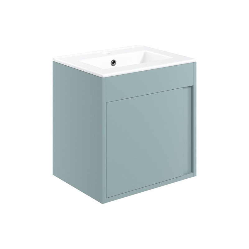 Delmar 510mm Wall Hung Unit Inc. Basin – Matt Sea Green