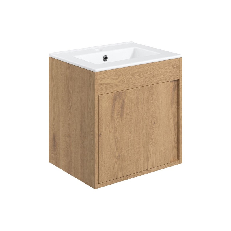 Delmar 510mm Wall Hung Unit Inc. Basin – Seville Oak