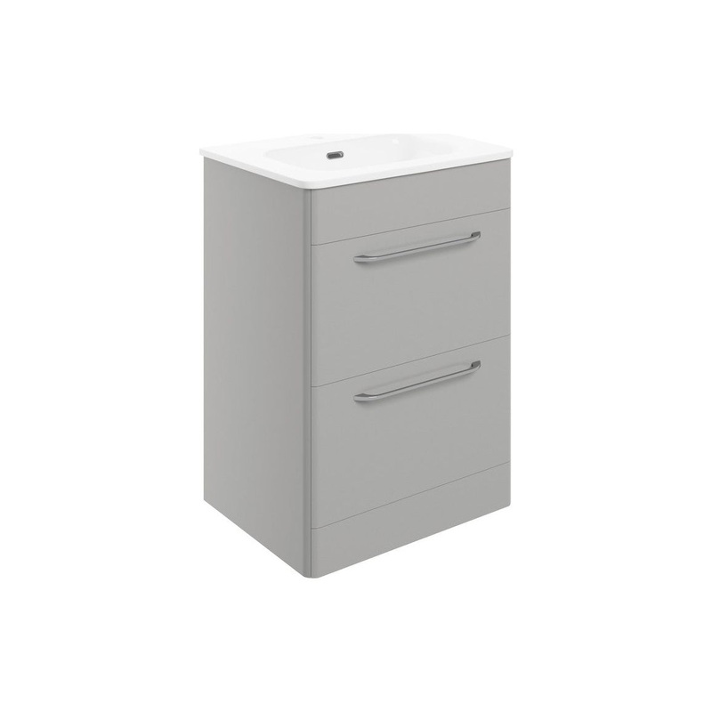 Engleman 610mm 2 Drawer Floor Unit & Basin – Grey Gloss