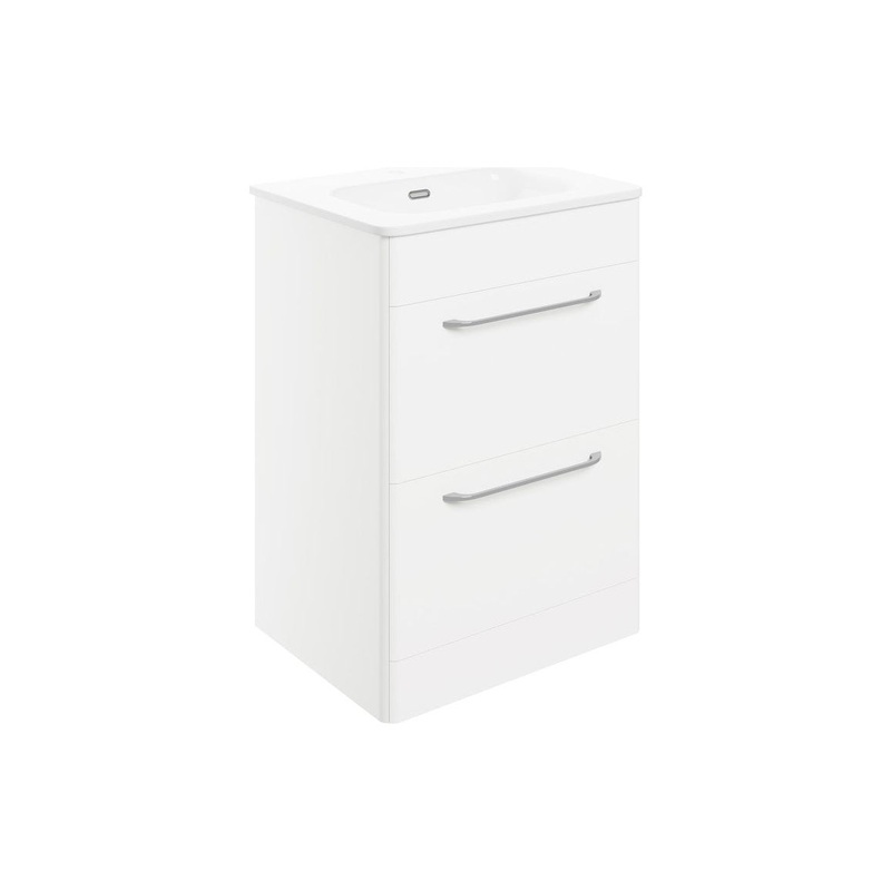 Engleman 610mm 2 Drawer Floor Unit & Basin – White Gloss