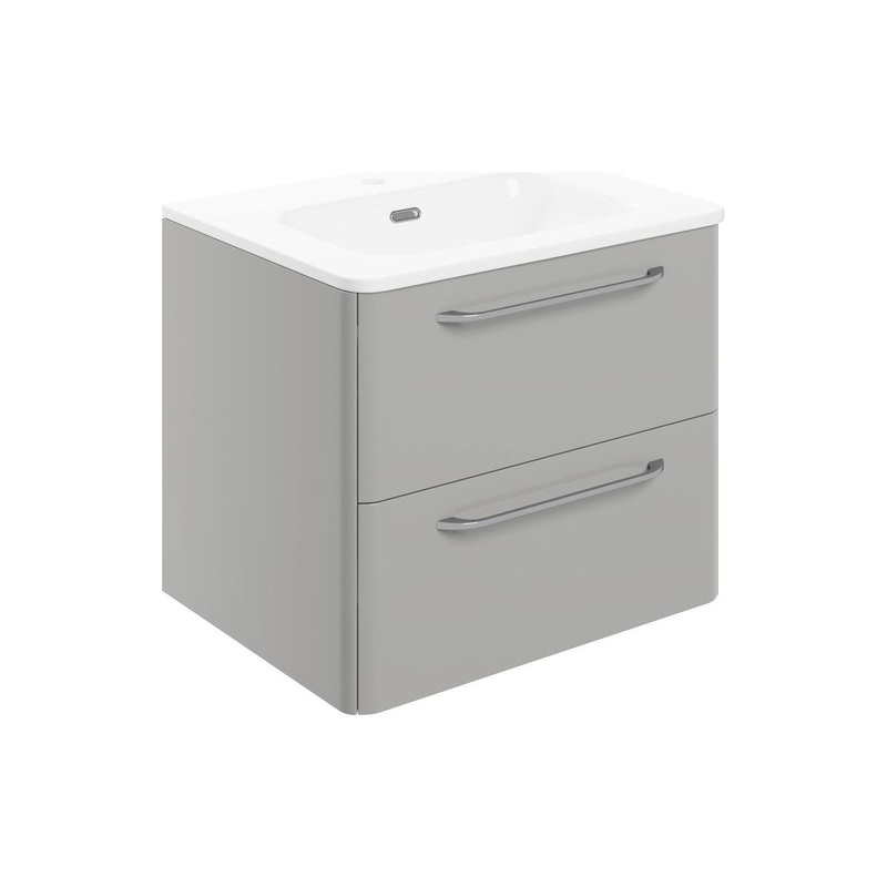 Engleman 610mm 2 Drawer Wall Unit & Basin – Grey Gloss