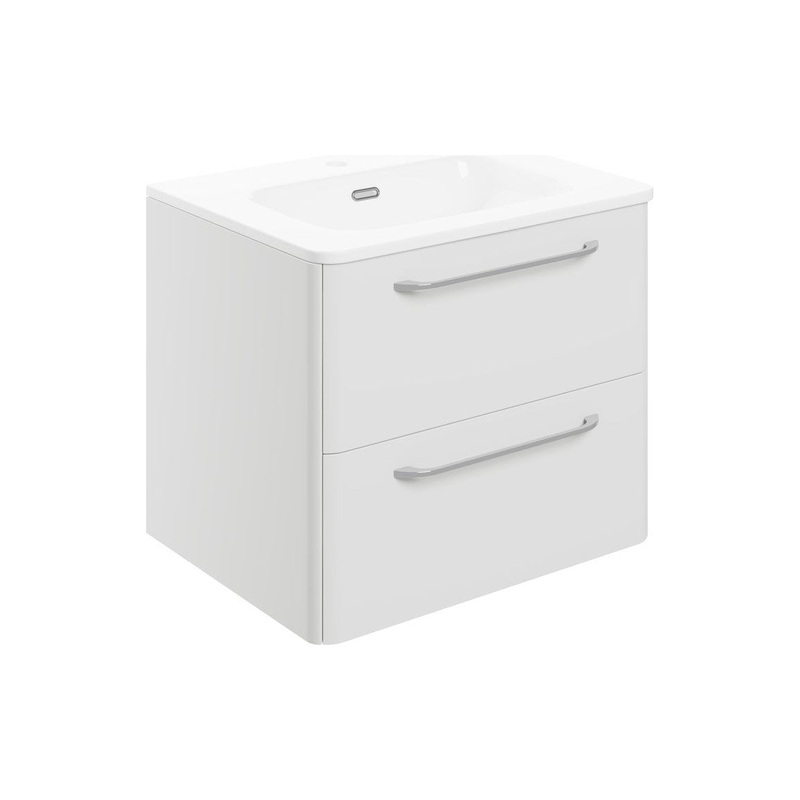 Engleman 610mm 2 Drawer Wall Unit & Basin – White Gloss