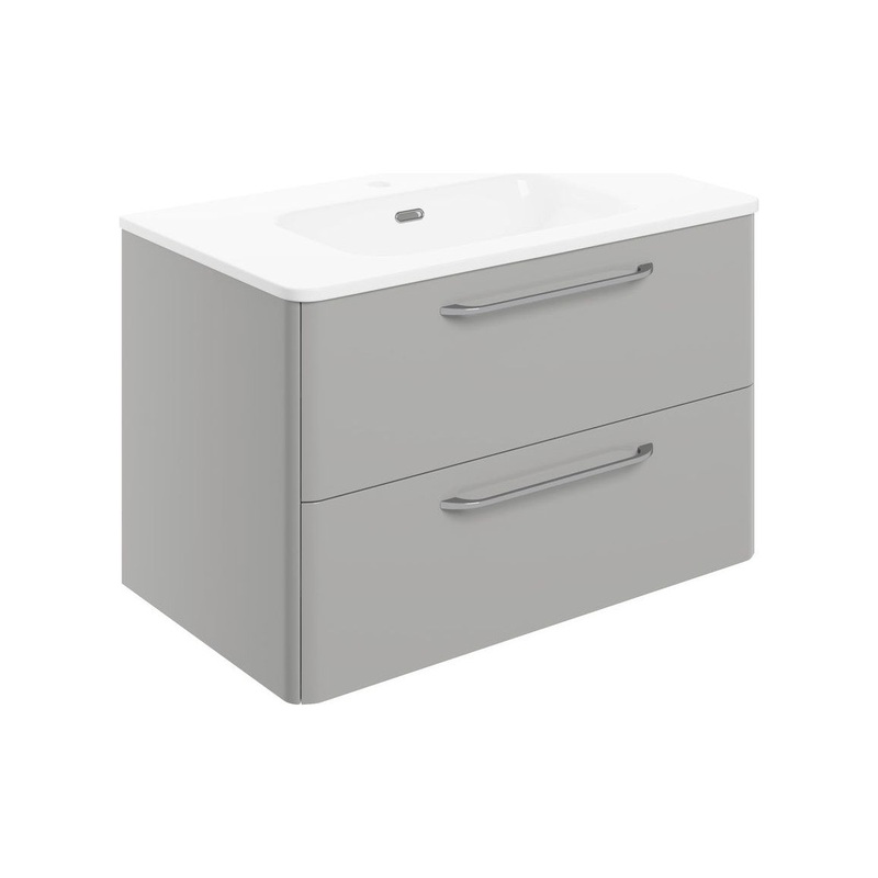 Engleman 810mm 2 Drawer Wall Unit & Basin – Grey Gloss