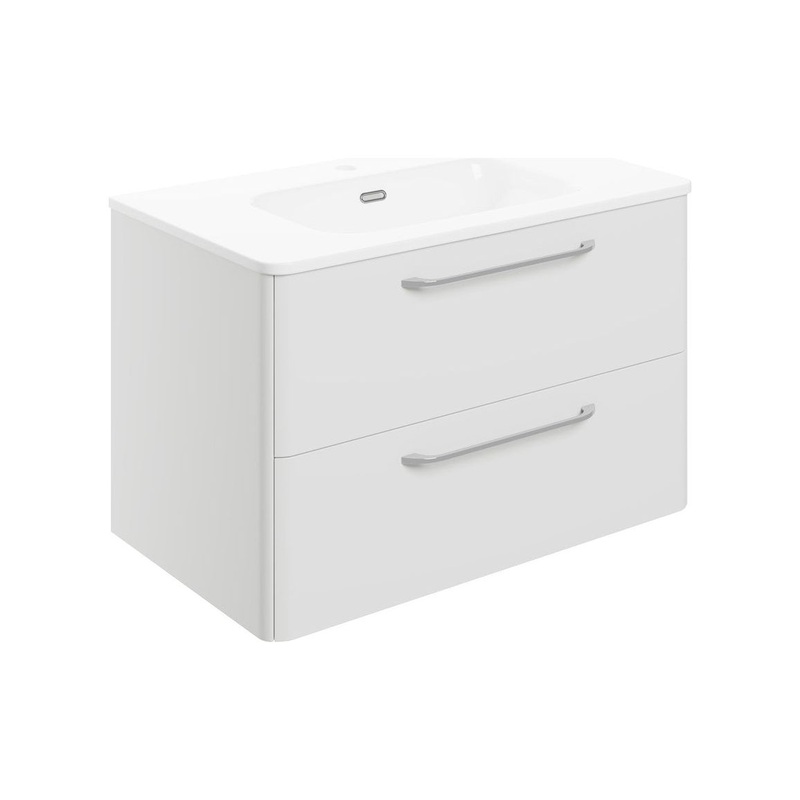 Engleman 810mm 2 Drawer Wall Unit & Basin – White Gloss