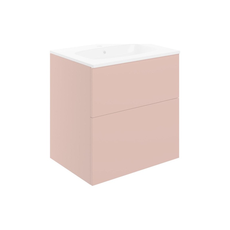 Glen 610mm Wall Hung 2 Drawer Basin Unit & Basin – Matt Antique Rose