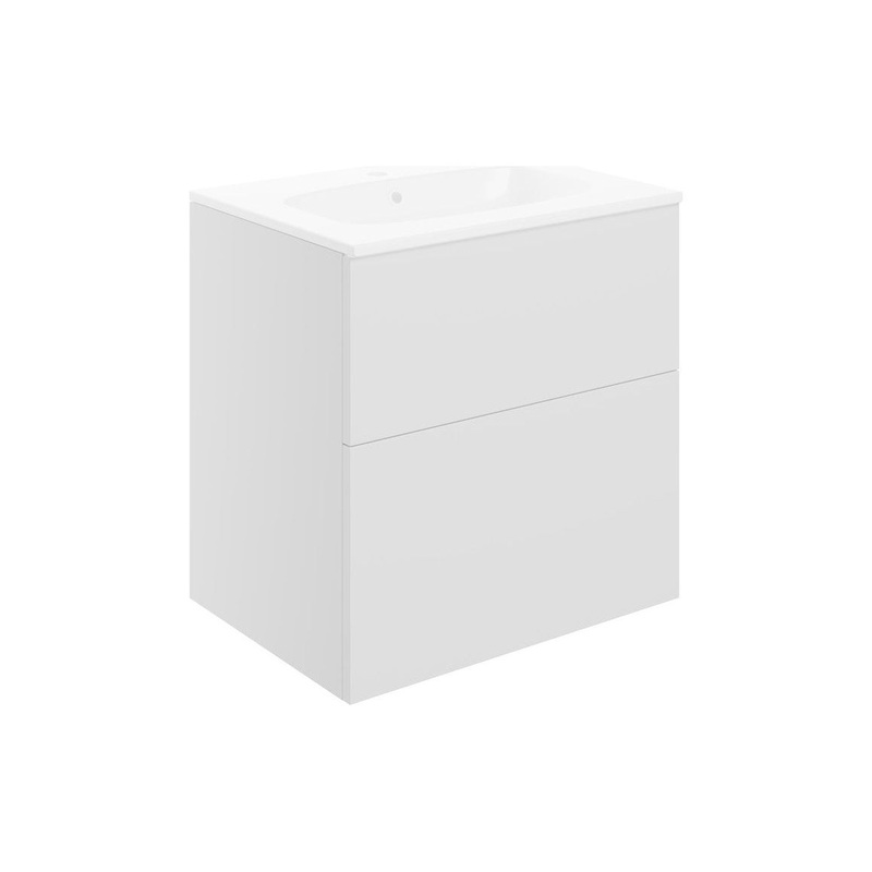 Glen 610mm Wall Hung 2 Drawer Basin Unit & Basin – Matt White