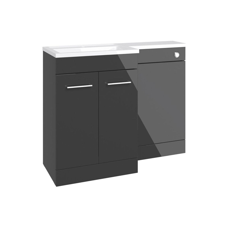 Grove 1100mm Floor Standing L-Shape Pack & Basin (RH) – Anthracite Gloss
