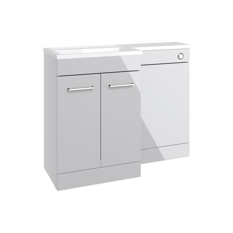 Grove 1100mm Floor Standing L-Shape Pack & Basin (RH) – Grey Gloss