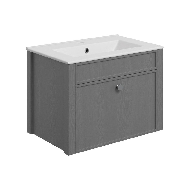 Paddock 605mm Wall Hung Basin Unit & Basin – Grey Ash