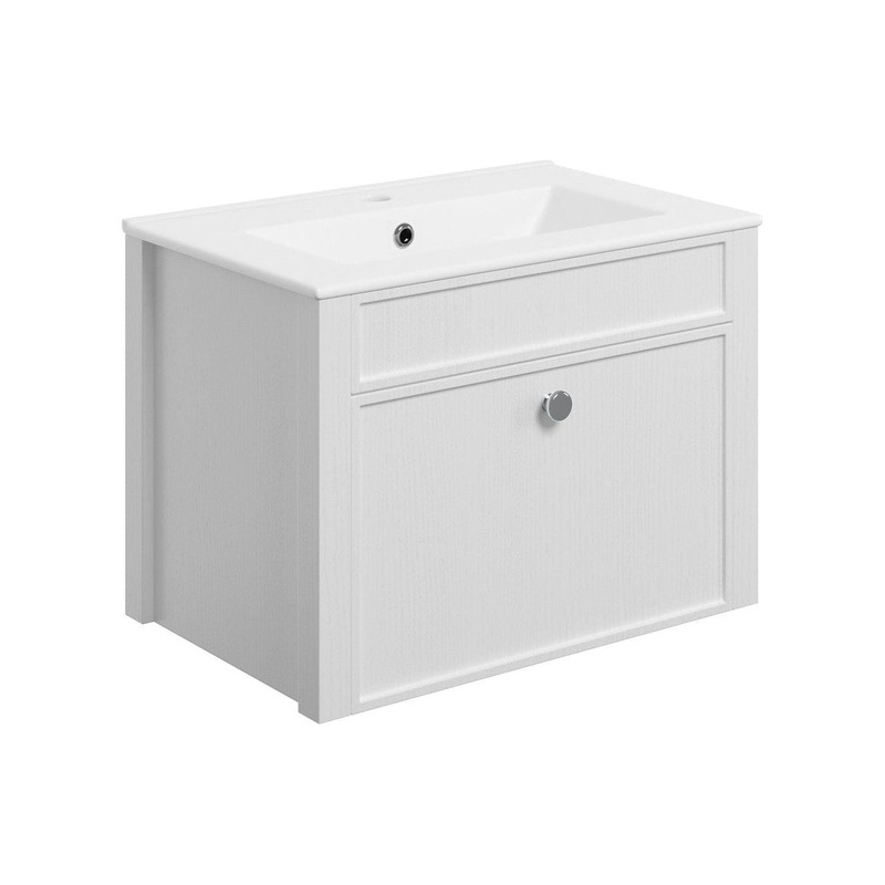 Paddock 605mm Wall Hung Basin Unit & Basin – Satin White Ash
