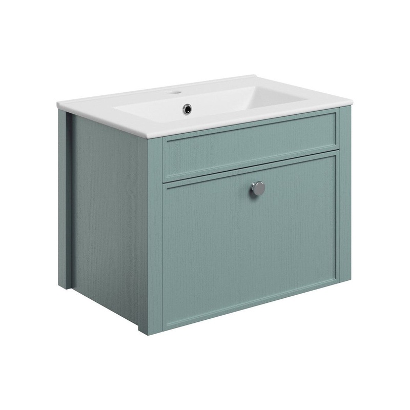 Paddock 605mm Wall Hung Basin Unit & Basin – Sea Green Ash