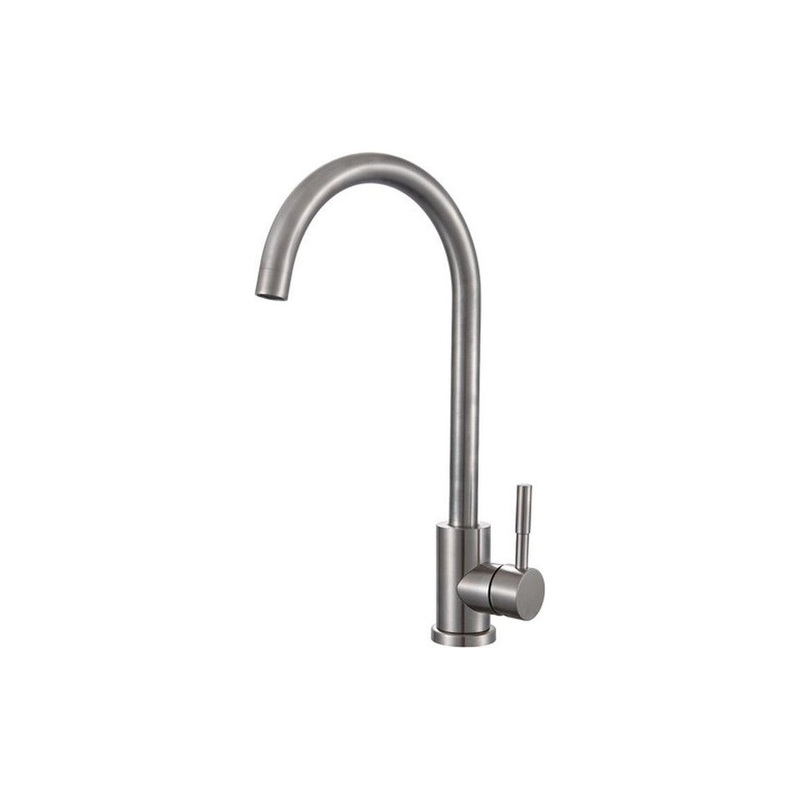 Prima Soho Single Lever Swan Neck Mixer Tap – Brushed Steel