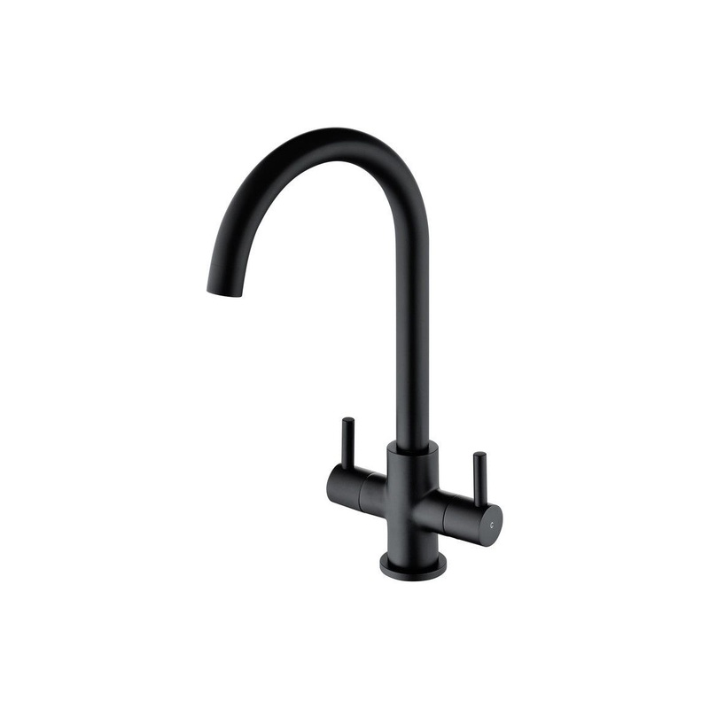 Prima Staten Swan Neck Dual Lever Mixer Tap – Black